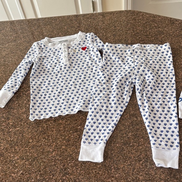 Roller Rabbit (2) SETS W/ INITIALS Blue White Monkey/Heart set Pajama Set-12/18 - Picture 2 of 14